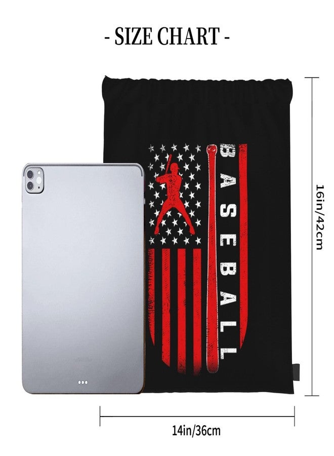 AIMASTZ American Baseball Flag Unisex Drawstring Backpack Bag Sport Gym Swim Travel Sackpack - Image 3